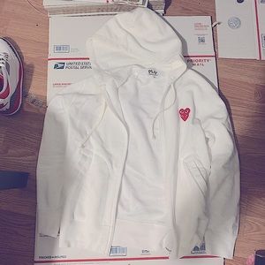 Comme des Garçons Play Overlapping Heart Zipped Hoodie